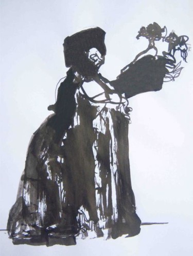 Dibujo titulada "Italia- Cuervos" por Maribel Don, Obra de arte original