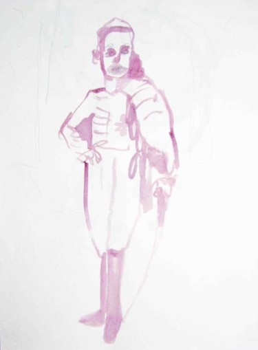 Dibujo titulada "Retrato al Vino 3" por Maribel Don, Obra de arte original