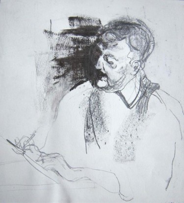 Dibujo titulada "Retrato 1" por Maribel Don, Obra de arte original