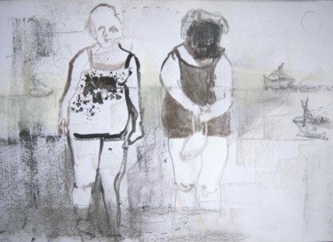 Dibujo titulada "Bañistas" por Maribel Don, Obra de arte original