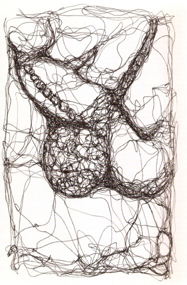 Drawing titled "Mirrorscope 18" by Maribelle Saad, Original Artwork, Ballpoint pen