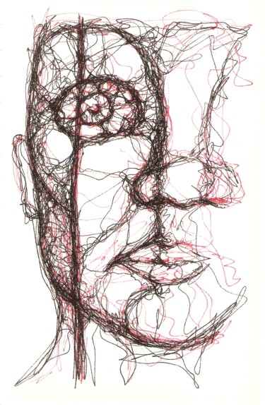 Drawing titled "Mirrorscope 32" by Maribelle Saad, Original Artwork, Ballpoint pen