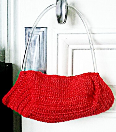 Textilkunst mit dem Titel "Mini sac au crochet" von Maribo, Original-Kunstwerk, Textilfaser