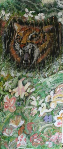 Pittura intitolato "Tigre Fragile dalla…" da Marica Pais, Opera d'arte originale