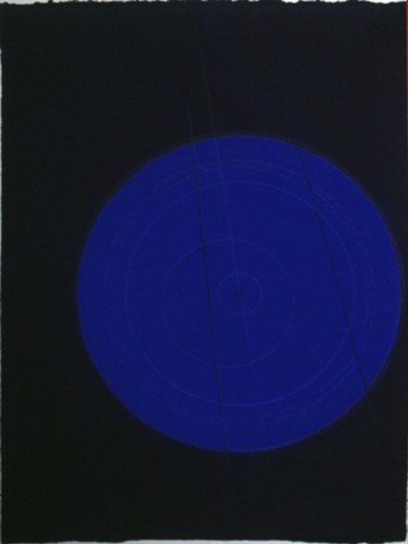 Painting titled "Blue Circle, paper…" by Marica Radojcic Presic, Original Artwork