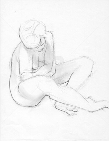 Dessin intitulée "Pause" par Bernard Maricau, Œuvre d'art originale