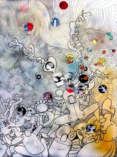 Peinture intitulée "Liagramme : RESILIE…" par Bernard Maricau, Œuvre d'art originale