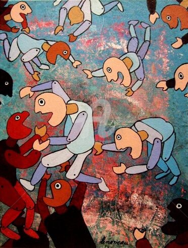 Peinture intitulée "Libres..." par Bernard Maricau, Œuvre d'art originale