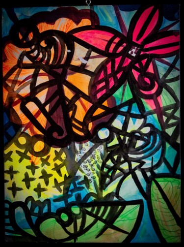 Malerei mit dem Titel "Flower Power" von Maricela Lixa, Original-Kunstwerk, Acryl