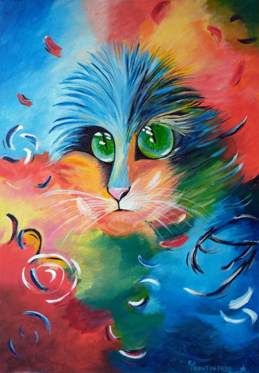 "Art cat" başlıklı Tablo Tatiana Feoktistova tarafından, Orijinal sanat, Akrilik