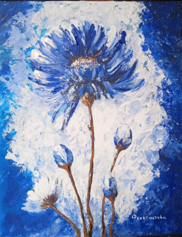 Schilderij getiteld "Blue flower" door Tatiana Feoktistova, Origineel Kunstwerk, Acryl