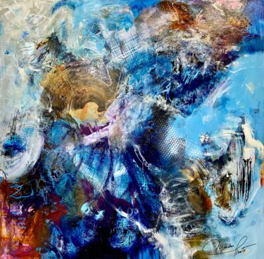 Pittura intitolato "Bleu mythique" da Mariclair Plante, Opera d'arte originale, Acrilico Montato su Telaio per barella in le…