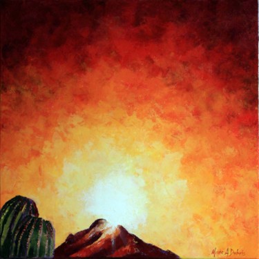 Painting titled "Canicule" by Marie A Dubois, Original Artwork, Oil Mounted on Wood Stretcher frame