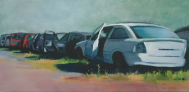 Painting titled "Traffic Jam" by Marie A Dubois, Original Artwork, Oil