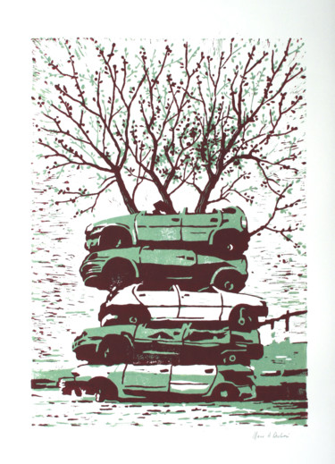 La Casse Printmaking titled "La Casse" by Marie A Dubois, Original Art, Linocuts