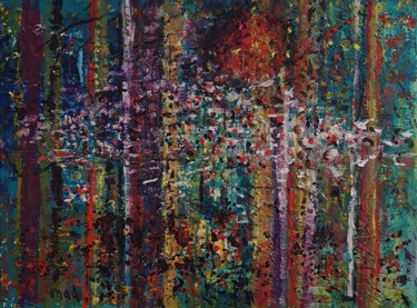 Картина под названием "Forêt fleurie" - Marie-Agnès Dubois Lambert, Подлинное произведение искусства, Акрил