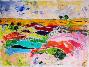 Painting titled "Tendresse de paysage" by Marie-Agnès Dubois Lambert, Original Artwork, Acrylic