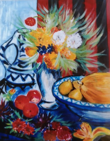Malerei mit dem Titel "Le grand bouquet" von Marie-Agnès Dubois Lambert, Original-Kunstwerk, Gouache
