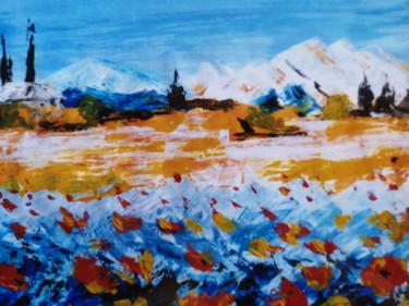 Painting titled "Paysage, les Alpill…" by Marie-Agnès Dubois Lambert, Original Artwork, Acrylic