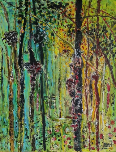 Картина под названием "Verts de nature..." - Marie-Agnès Dubois Lambert, Подлинное произведение искусства, Акрил Установлен…
