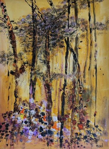 Malerei mit dem Titel "Frondaisons, Japon.…" von Marie-Agnès Dubois Lambert, Original-Kunstwerk, Acryl Auf Keilrahmen aus Ho…