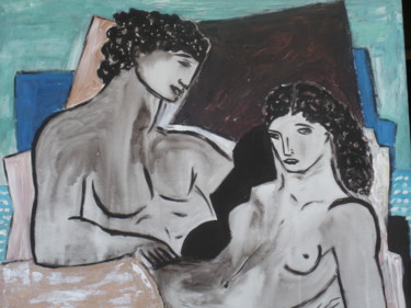 "Adam et Eve sur la…" başlıklı Tablo Marie-Agnès Dubois Lambert tarafından, Orijinal sanat, Akrilik