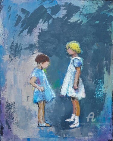 Malerei mit dem Titel "Conversation" von Marie Andrée Hembert, Original-Kunstwerk, Acryl