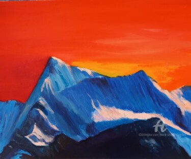 Peinture intitulée "Montagnes de glaces" par Marie Andrée Hembert, Œuvre d'art originale, Huile