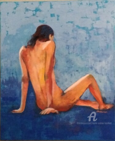 Ζωγραφική με τίτλο "BLUE.." από Marie Andrée Hembert, Αυθεντικά έργα τέχνης, Ακρυλικό