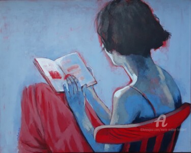 Painting titled "Série gris et rouge…" by Marie Andrée Hembert, Original Artwork, Acrylic Mounted on Wood Stretcher frame