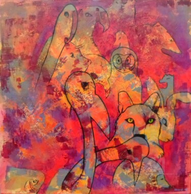 imaginaire Peinture intitulée "imaginaire" par Marie Andrée Hembert, Œuvre d'art originale, Acrylique
