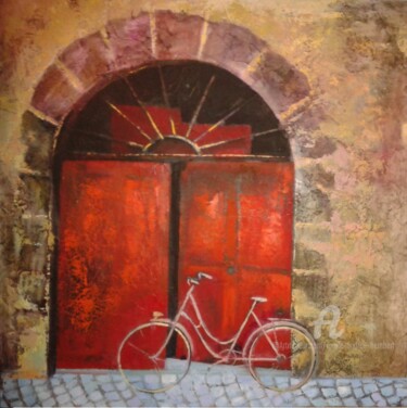Painting titled "portail" by Marie Andrée Hembert, Original Artwork, Oil
