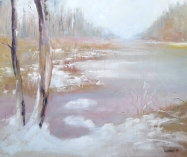Painting titled "hiver" by Marie Andrée Hembert, Original Artwork, Oil
