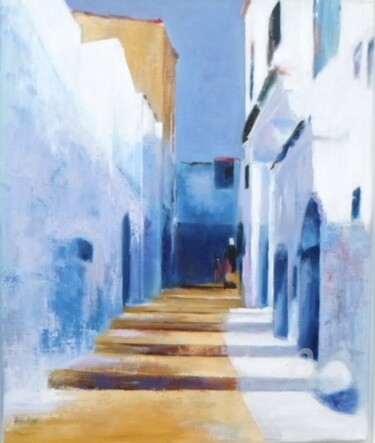 Painting titled "ruelle-casablanca" by Marie Andrée Hembert, Original Artwork, Oil