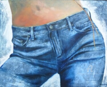 Painting titled "jean" by Marie Andrée Hembert, Original Artwork, Oil