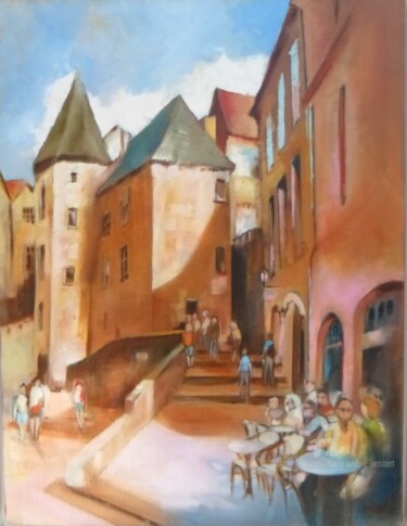 Painting titled "Place Maleville - S…" by Marie Andrée Hembert, Original Artwork, Oil