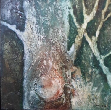 Peinture intitulée "tronc d arbre" par Marie Andrée Hembert, Œuvre d'art originale, Huile