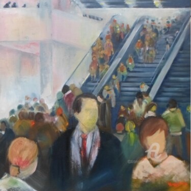 Pittura intitolato "la foule" da Marie Andrée Hembert, Opera d'arte originale, Olio