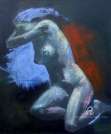 Peinture intitulée "Nu pose sur le côté" par Marie Andrée Hembert, Œuvre d'art originale, Huile