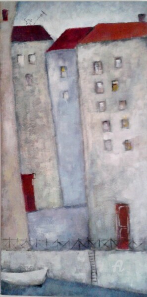 Malerei mit dem Titel "bergerac" von Marie Andrée Hembert, Original-Kunstwerk, Acryl