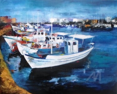 Painting titled "Cap au sud" by Marie Andrée Hembert, Original Artwork, Oil