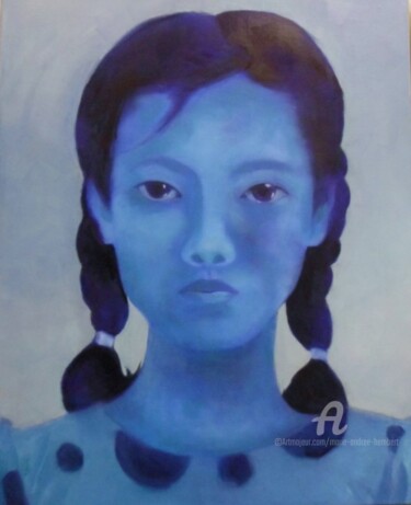 Painting titled "Jia" by Marie Andrée Hembert, Original Artwork, Oil Mounted on Wood Stretcher frame