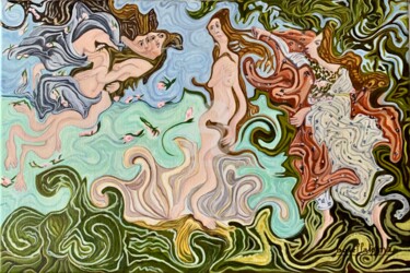 Peinture intitulée "Interprétation PERS…" par Marie-Ange Busellato, Œuvre d'art originale, Huile Monté sur Châssis en bois