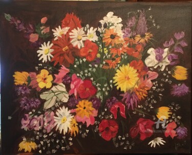 Painting titled "Bouquet printanier" by Marie-Ange Fileni, Original Artwork, Oil