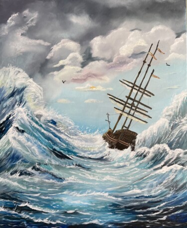 Painting titled "Voyage dans la temp…" by Marie-Ange Fileni, Original Artwork, Oil