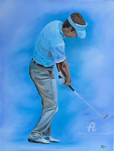 Peinture intitulée "Golfeur" par Marie-Ange Fileni, Œuvre d'art originale, Huile