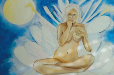 Peinture intitulée "la femme sur les né…" par Marie-Ange Nicaise, Œuvre d'art originale, Huile