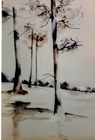 Painting titled "déforest" by Marie-Ange Nicaise, Original Artwork, Watercolor