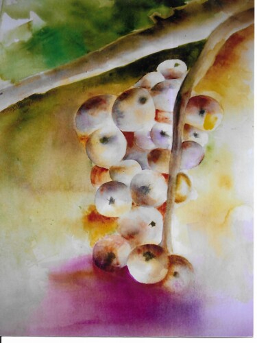 Painting titled "les raisins" by Marie-Ange Nicaise, Original Artwork, Watercolor