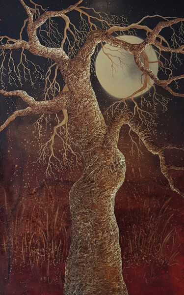 Peinture intitulée "L'arbre du silence" par Marie-Anne Mouton, Œuvre d'art originale, Acrylique